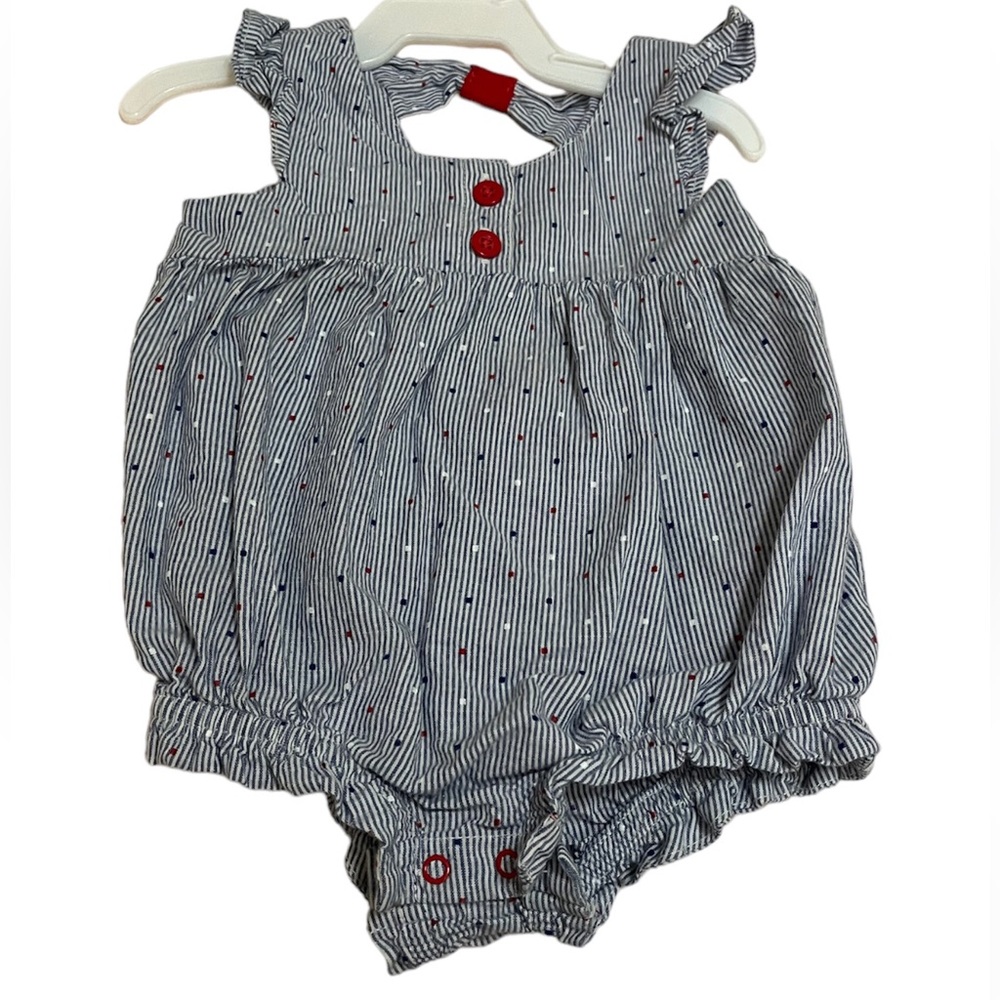 Cat & Jack • RED|WHITE|BLUE Striped & Polka Dot  Design Onesie - Picture 6 of 11